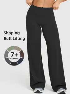 High Waist Loose Comfortable Breathable Elastic Long Pants, Butt Lifting Micro Flare Trousers for Women, All Seasons Fitted Bottoms, Breathable Casual High Waisted Pants