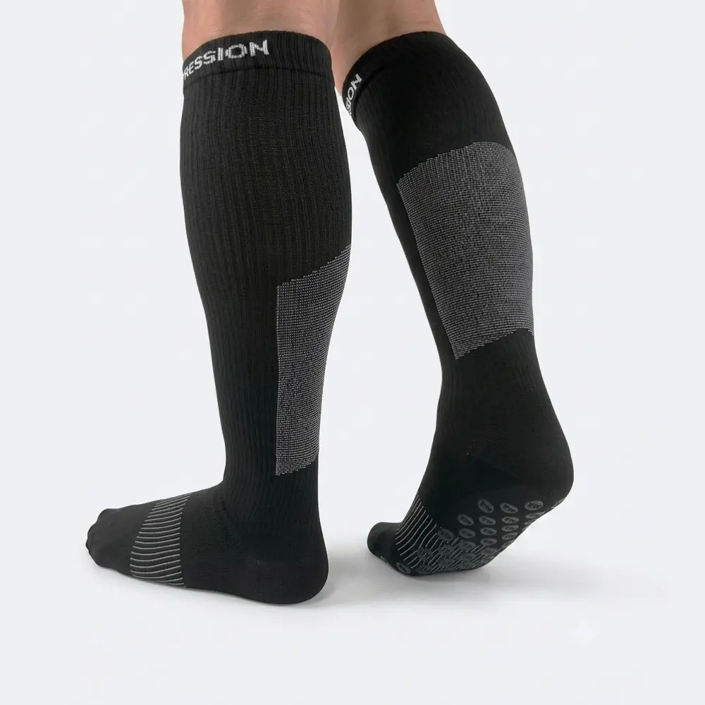 Male Knee High Compression Socks - Cushioned Fabric, Graduated Fit, Non-Slip Athletic Socks for Workouts, Cold Wash Compatible