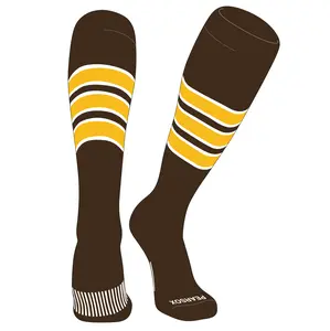 PEAR SOX Striped OTC Baseball, Softball, Football Socks (C) Brown, White, Gold