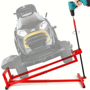 Lawn Mower Lift Jack, Telescopic Maintenance Jack for Riding Lawn Mowers, Zero Turn Mowers and Garden Tractors, Foldable Easy Lift with Crank Handle and Power Tool Handle, 880 Lbs Weight Capacity