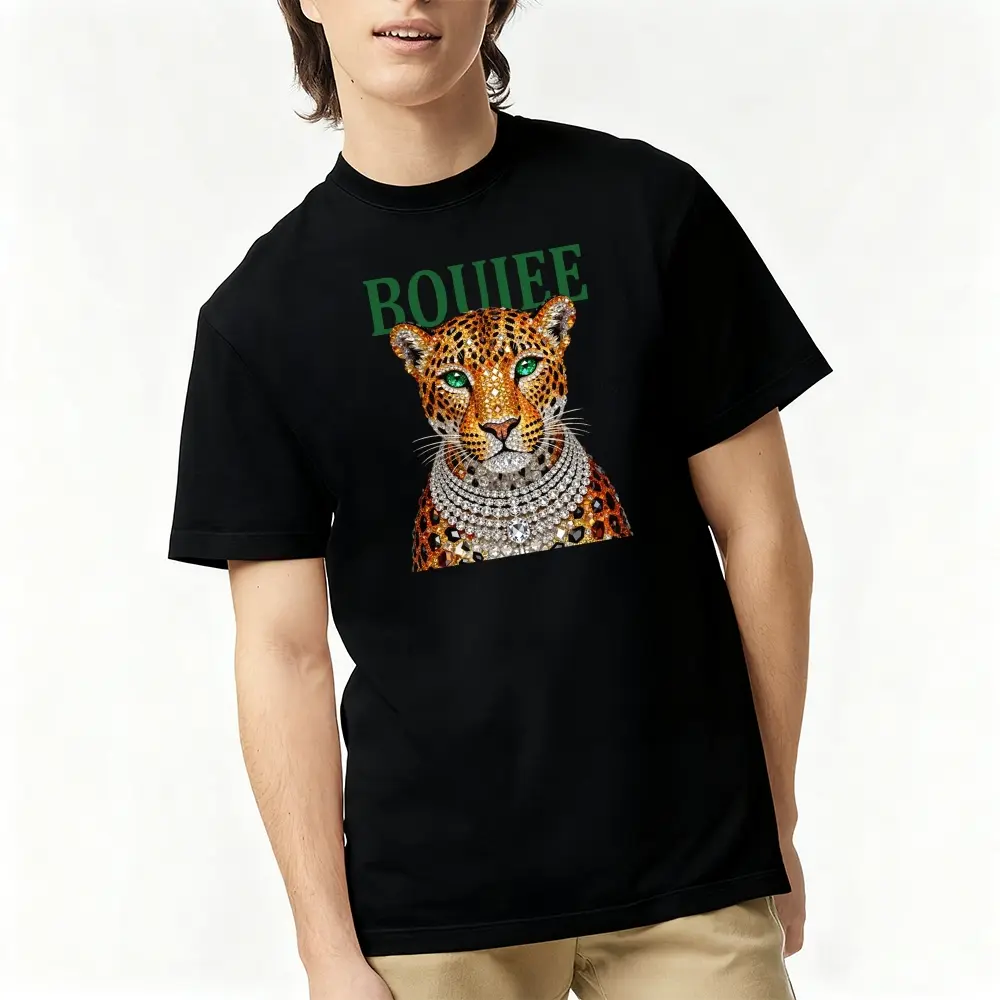 comfy Vintage Leopard Print Shirt, Glam Fashion Graphic Tee, Trendy Animal Print T-Shirt,Boujee Diamond Bling Leopard Head Graphic T-Shirt, Women’s White Luxury Aesthetic Short Sleeve, Rhinestone Effect Boujee Leopard Casual Tee, Glam Fashion Top