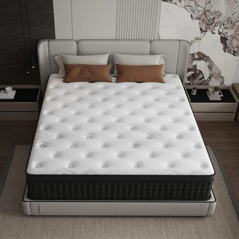 10,12,14Inch  Full, Queen, King Mattress Memory Foam And Spring, Hybrid Mattress Medium Firm,Cooling Night Sleep, For School Dormitory Home Room Hotel ,Boxed Halloween Christmas Gift, Modern twin size mattress
