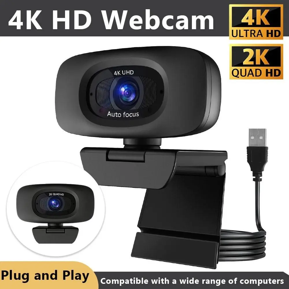 4K/2K Webcam for PC, Live Streaming Equipment, Auto Focus & Noise Cancelling Microphone, Plug & Play for Streaming, Video Conferencing, Zoom/Teams/Skype, Laptop Desktop with Privacy Cover, Streaming Camera