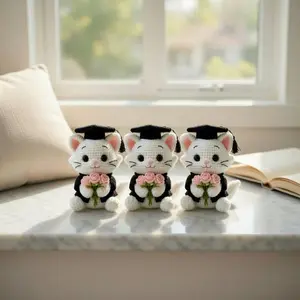 Handmade Graduation Cat Crochet Doll – Cute Class of 2026 Kitten Plush, Senior Grad Gift, Custom Amigurumi Graduation Keepsake
