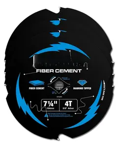 7-1/4 Inch 4  Hardie Fiber Cement Circular  , 5/8 Inch Arbor, Polycrystalline  Tipped (PCD), Thin Kerf, Black Ice Coating, for Laminate Flooring, 3-Pack(C0704FC-3)