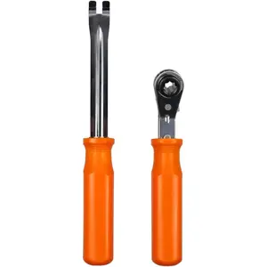2-Piece Automatic Slack Adjuster Release Tool Set For Air Brake System Adjustment-Includes Fork End Release Tool and Double Square Ratcheting Wrench