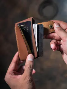 Leather Wallet, Button Closure Leather Handcrafted Wallet, Men's Leather Card Holder Wallet, Slim Design, Gift For Boyfriend Valentines Day Gift
