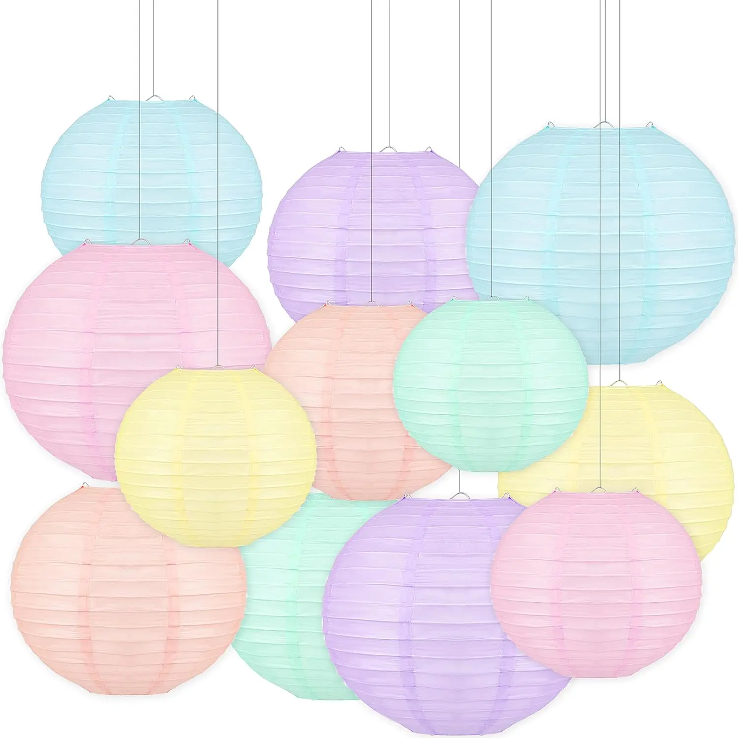 12 count Colorful Hanging Paper Lanterns Pastel 10 in Macaron-Colored Neon Chinese Paper Lanterns Party Decorations for Classroom  Shower Wedding Birthday Valentine's Day (Macaron)