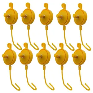 15-Pack Steel Transparent Plastic Plant Yoyo Grow Hangers, Hangable Adjustable Indoor Plant Support Stoppers with Hooks