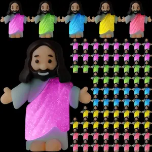100 Pcs Little Jesus Figures Glow in The Dark Jesus Bulk Christian Gifts for Kid Hide and Seek Let Your Light Shine Religious Party Favor for Church Vbs Baptism Sunday School Halloween