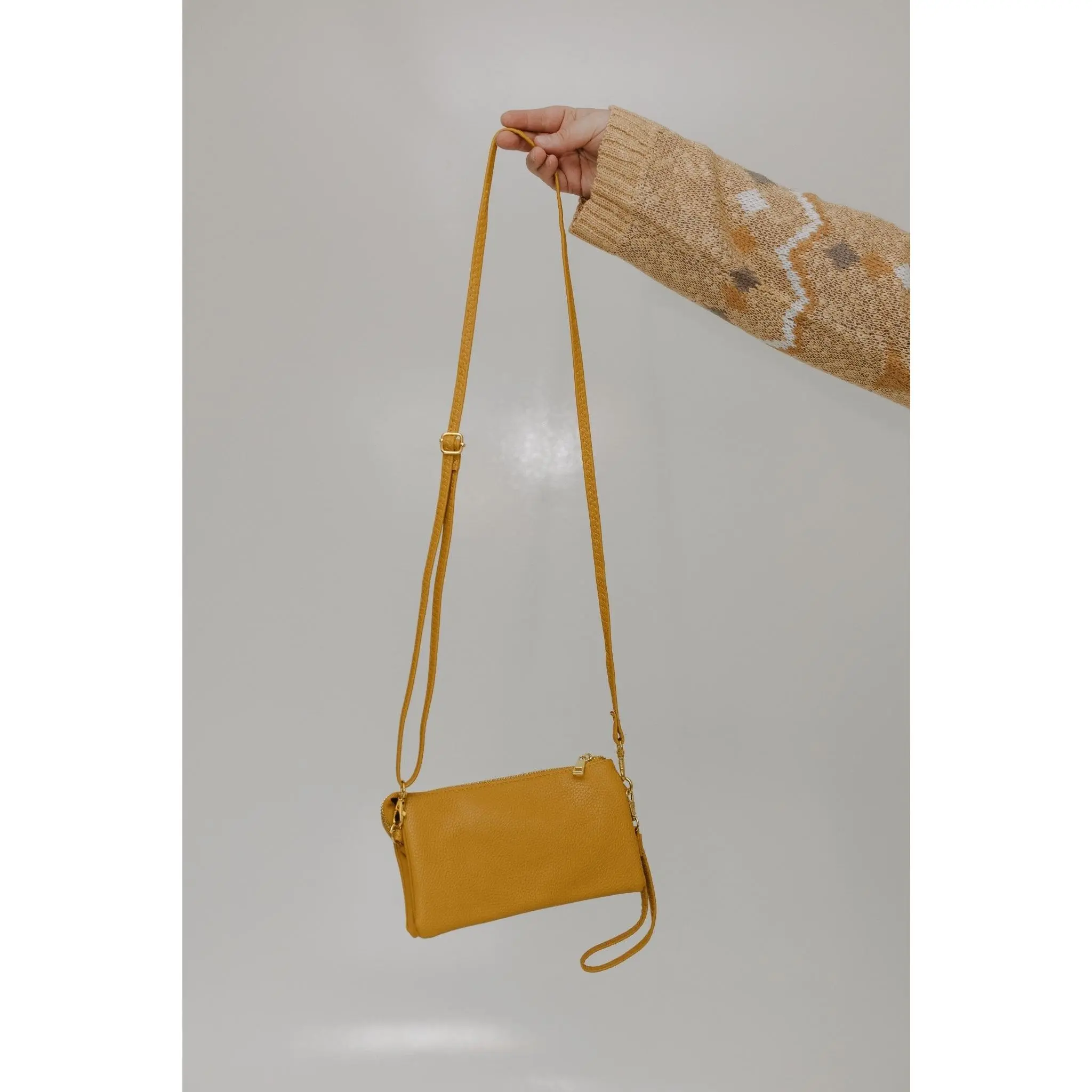Women's Mustard Vegan PU Leather Chic Evening Clutch - Adjustable Strap Flap Card Holder, Lightweight Convertible Shoulder Bag, Wristlet Crossbody, Casual Satchel, Smart Interior Compartment, Synthetic Material