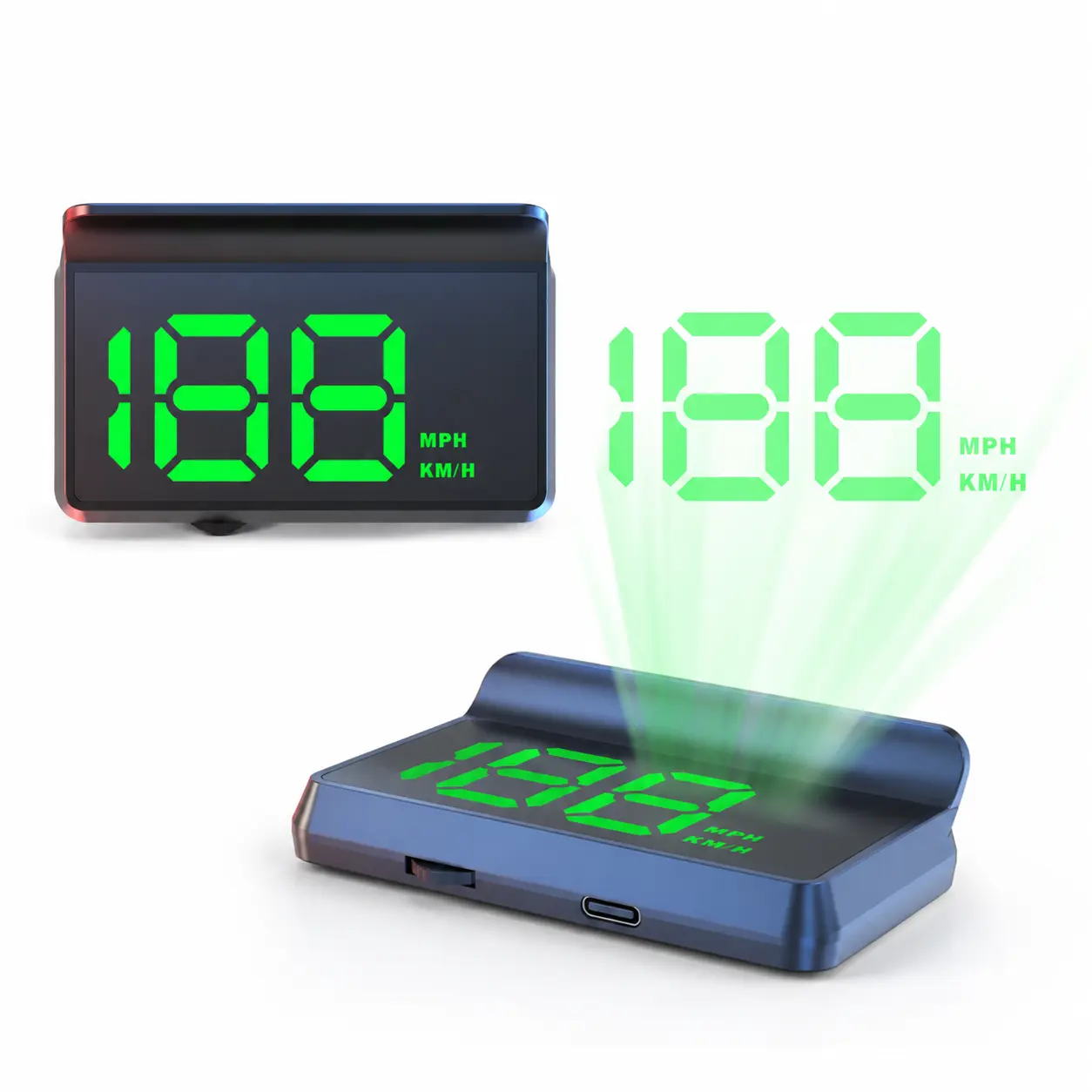 W2 HUD Head Up Display GPS Universal Car Supplies Digital Speedometer KMH Type-c USB Cable Dual Data Plug and Play Intelligent Windshield Projector Display Auto Interior Accessories