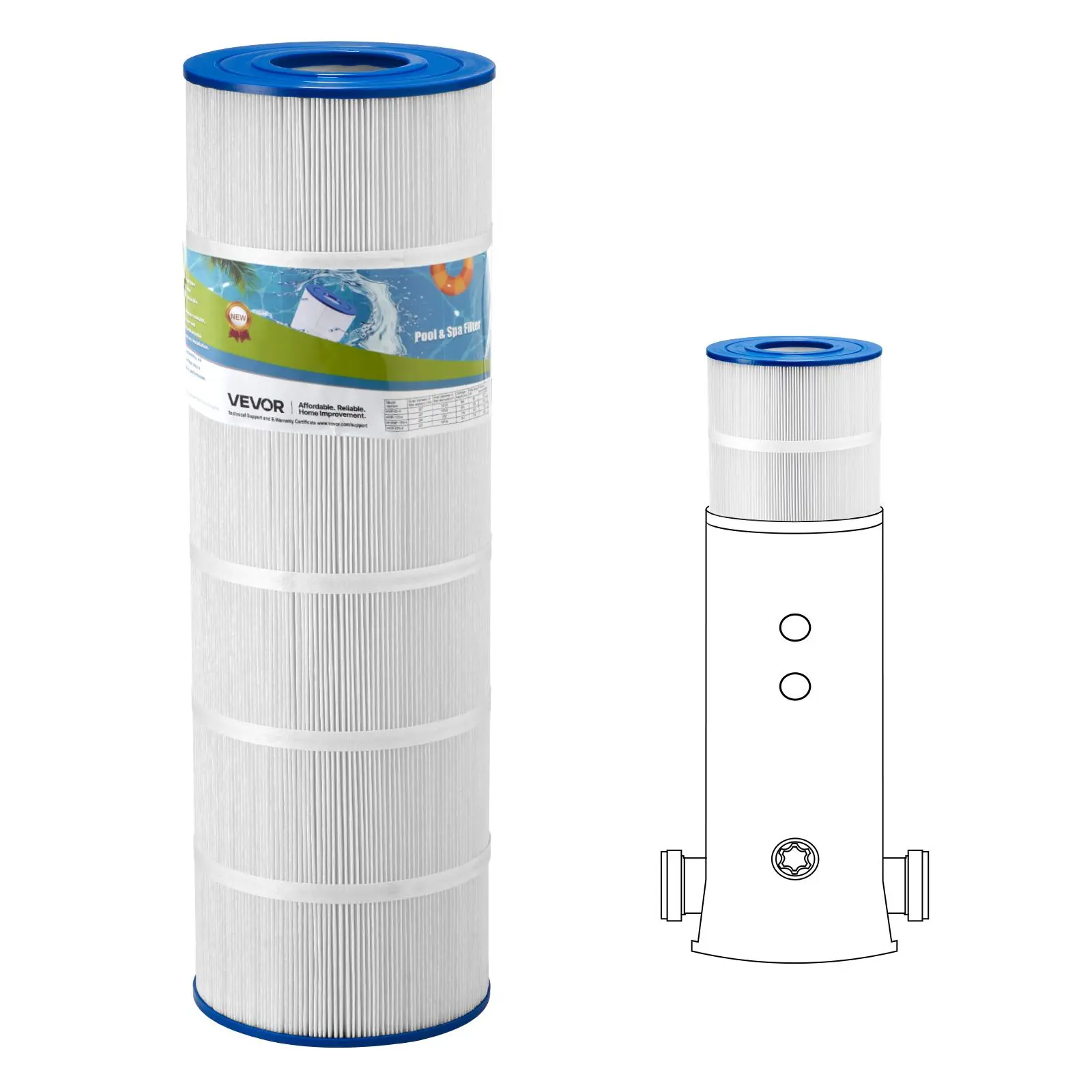 【SummerFinds】VEVOR Pool Filter Cartridge, 175 Sq. Ft Spa Hot Tub Filter Cartridge Replacement, Compatible with Pleatco PA175, Hayward C1750, Secure for Kids & Pet, Trilobal Pleated, Easy to Clean