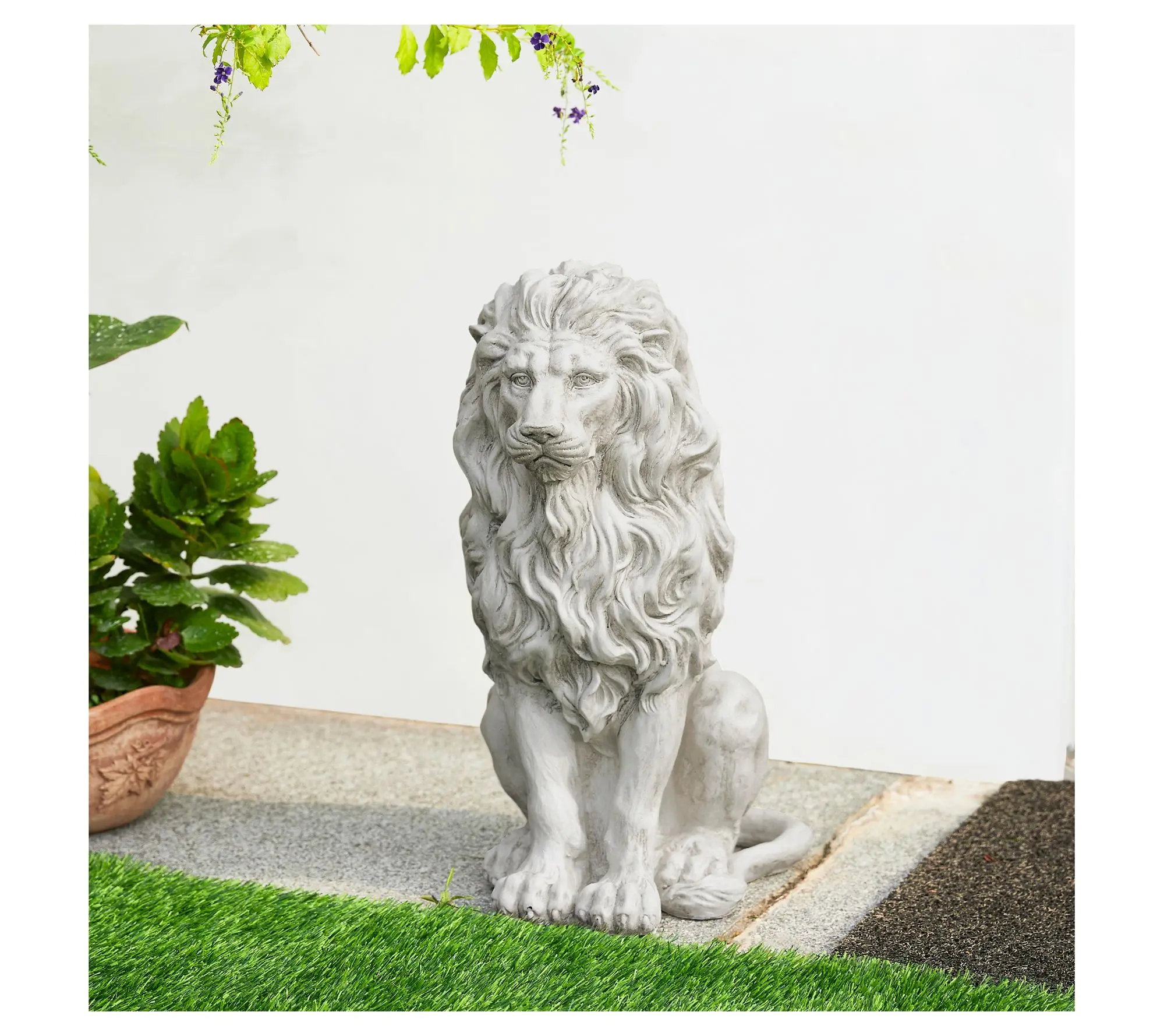 Glitzhome 21" Antinqued Detail Guardian Lion Garden Statue Glitzhome 21" Antinqued Detail Guardian Lion Garden Statue