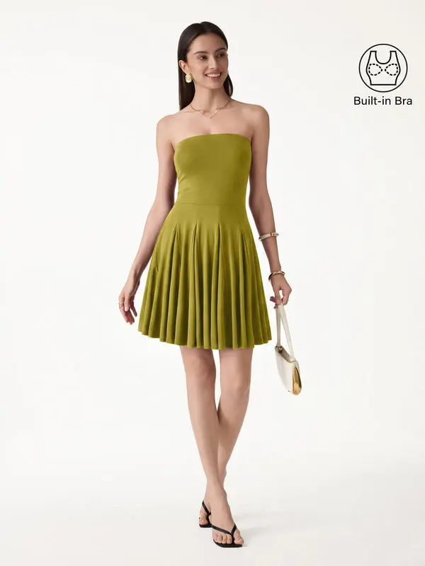 Bandeau Godet Circle Flare Mini Bra Dress