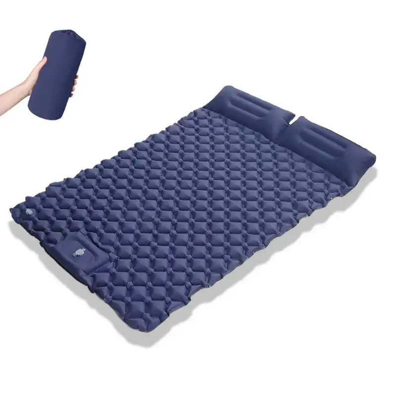 2 Person Inflatable Camping Pad for Hiking, Waterproof Extra-Wide Sleeping Mat with Integrated Pillows and Built-in Pump for Quick Inflation, Extra-Wide Design, Outdoor Sleep, Two Adults