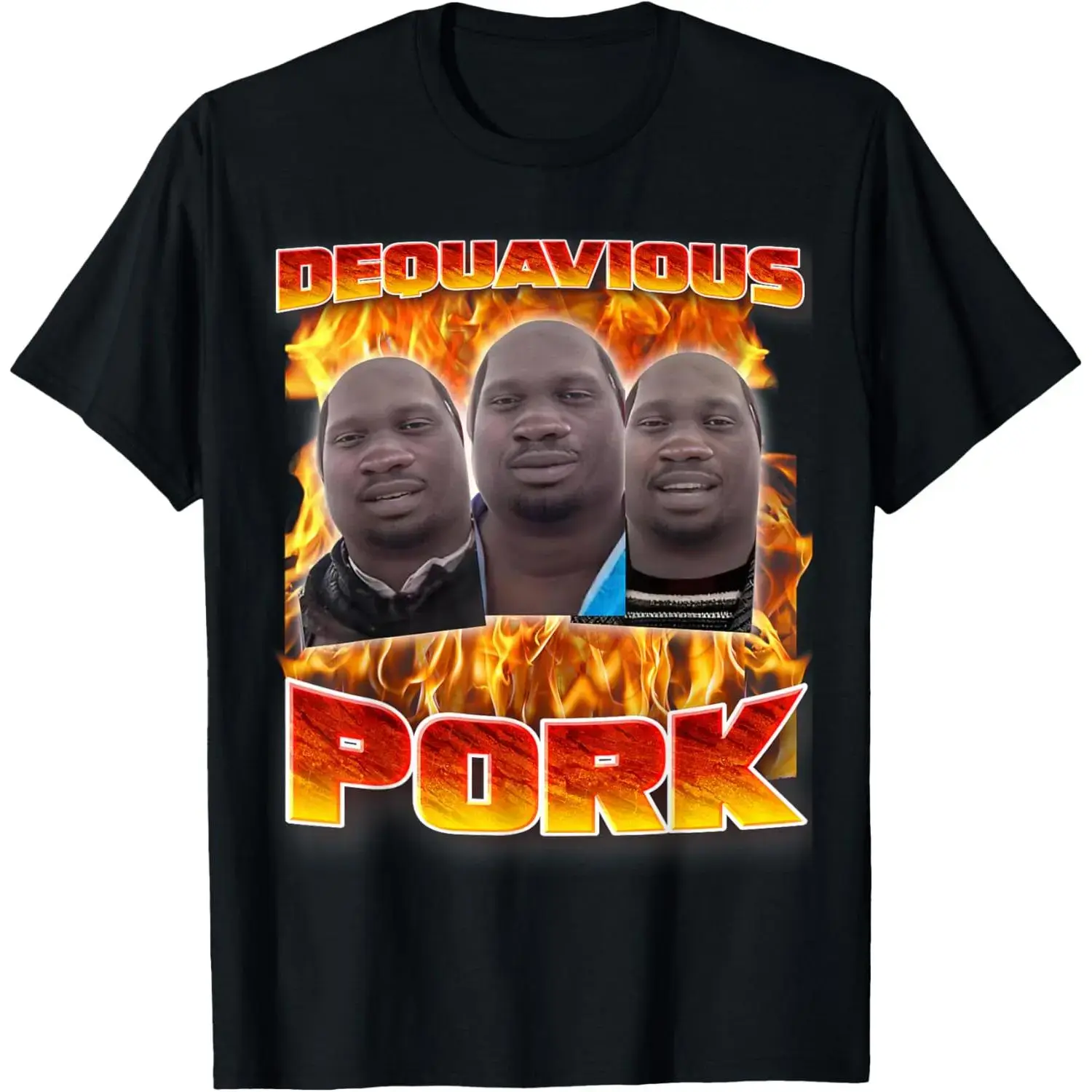 Funny Dequavious Pork Meme T-Shirt for Men, Gen-Z Classic Graphic Shortsleeve Top, Tops, Relaxed Fit, Breathable, Cotton, Menswear, Fabric, Round Neck