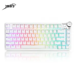 Lingbao Mk75 Mechanical Keyboard, 81 Keys, RGB Lighting, Multi-Function Knobs, Long Battery Life, Compatible with Windows/MAC/iOS, Ideal for Office/gaming