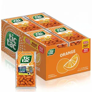 Tic Tac Orange Hard Sweet Snack, On-the-Go Pocket-Sized Mints, 100 Pieces Per Container, Bulk 12-Pack, 1.7 oz Each Candy Party