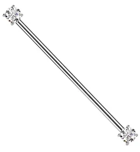 Prong Clear CZ Threadless Titanium Industrial Barbell