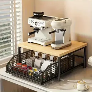Countertop Microwave Shelf with Drawers, Space Saving Multifunctional Storage, Ideal for Coffee Makers & Tea Bags, Perfect Gift