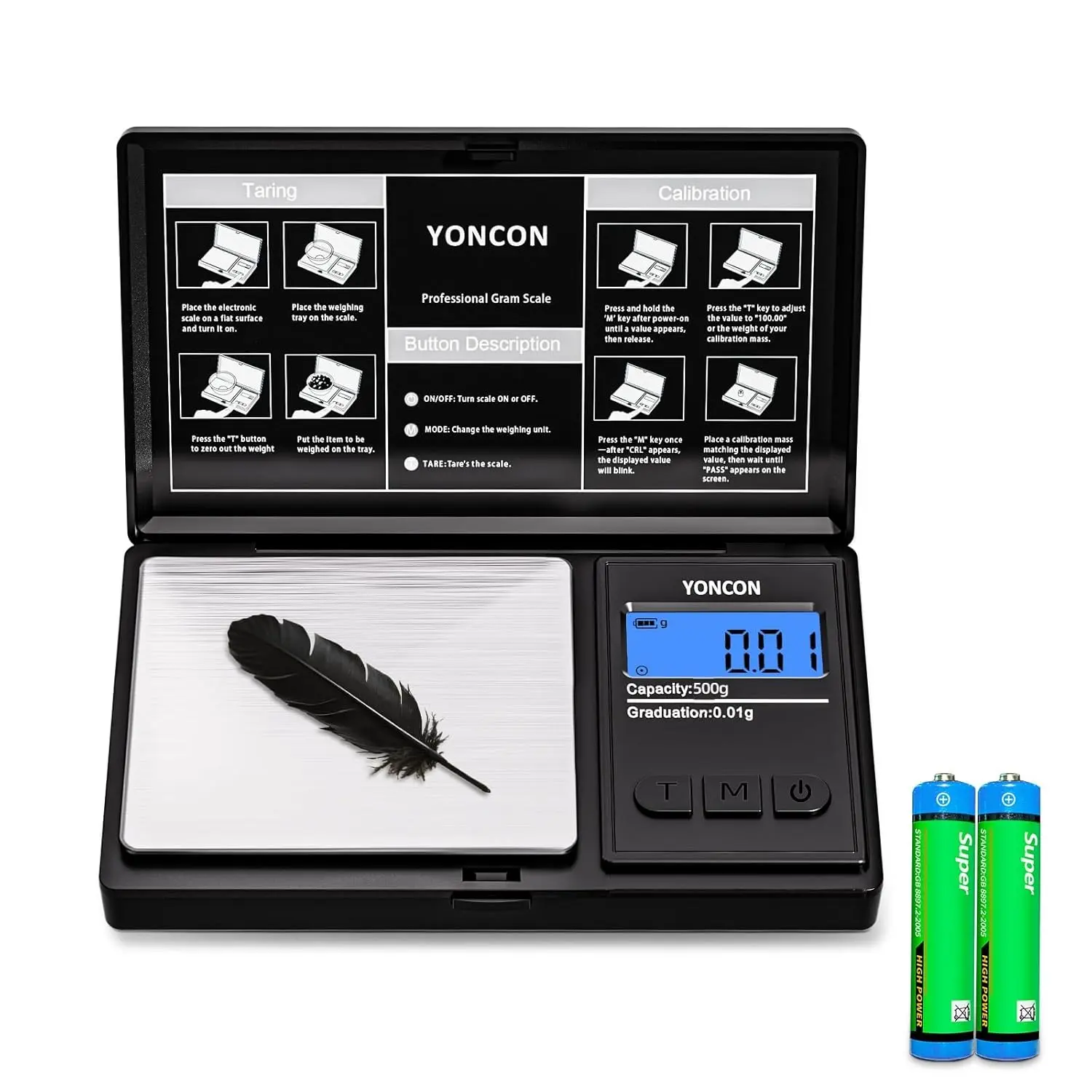 Gram Scale- 500g Ultra-Precise Digital Scale .01 Gram Accuracy for Jewelry, Diamonds, Gold & Silver, Portable Pocket Scale with LCD Display, Tare Function - Perfect for Jewelers & Collectors