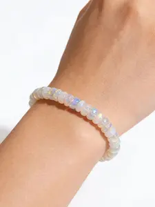 1pc Natural Ethiopian Opal Bracelet for Emotional Balance, Elastic Stretch Design, Beneficial for Menopause Mood Support, Elastic Bangle Bracelets, 1 Piece