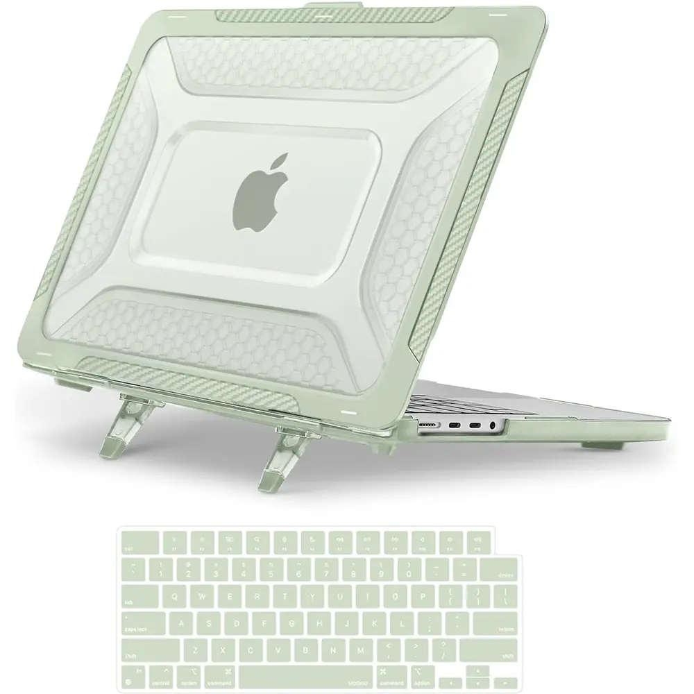 MOSISO Plastic Hard Laptop Case with Honeycomb TPU Bumper, Fold Kickstand, Keyboard Cover & Skin, 360° Full Protection for 14 in MacBook Pro (2021-2025 M1-M5; A2442,A2779,A2918,A2992,A3112,A3185,A3401,A3434) for School, Office
