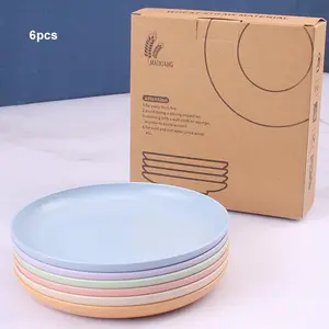 Round Dinner Plate, 6 Counts/set Lightweight Dishwasher & Microwave Safe Plate, Easy to Clean Plate for Pasta, Dessert, Fruit, Home, Picnic, Camping, Plastic Plates