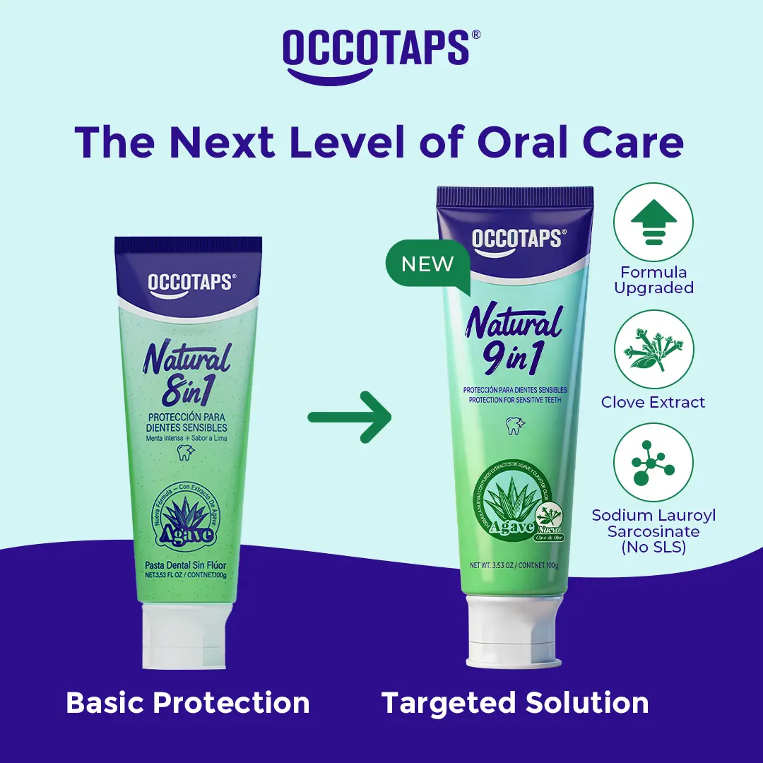 OCCOTAPS Agave Natural Herbal Toothpaste | Blue Agave Extract | Whitens Teeth & Strengthens Enamel |Fluoride-Free | Probiotics + Mint | With Niacinamide