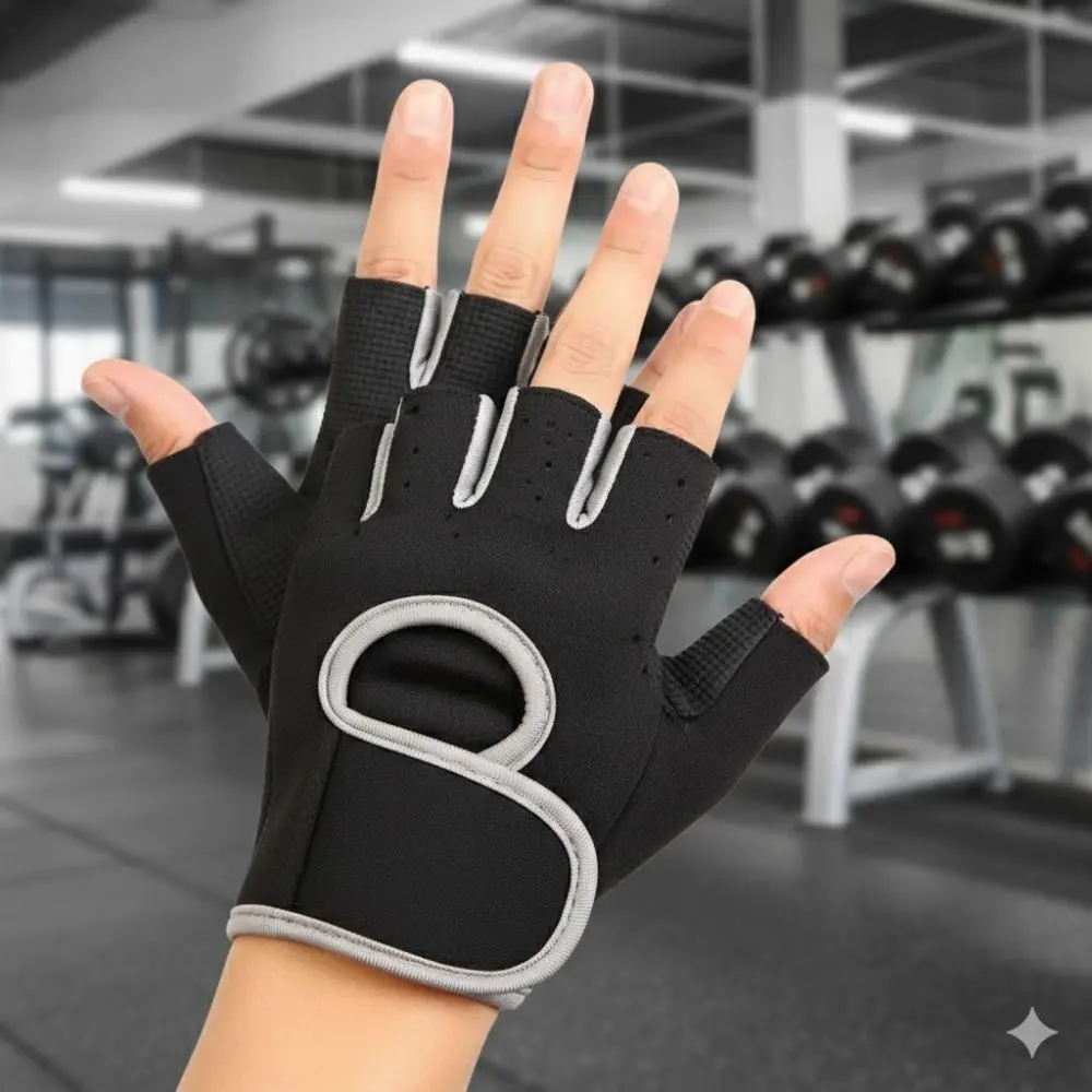 Enhanced Grip & Flexibility Breathable Semi-Finger Weightlifting Gloves | Thickened Anti-Slip Palm Pad Reduces Friction & Prevents Slipping | Ideal for Gym Training, Powerlifting, Outdoor Cycling, Yoga | High-Quality Comfort Fit