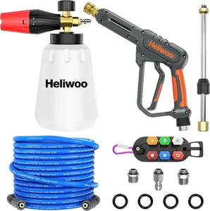 POHIR Pressure Washer Gun with Foam Cannon 3600PSI, 15" Extension Wand, 7 Nozzle Tips, 3/8'' Quick Connector, M22 15mm/14mm Fittings,Heavy Duty Tool