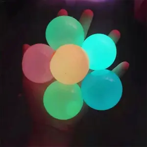 6 Piece Set/light Glow Wall Balls, Squeeze Stress Relief Target Balls, Interactive Tpr Wall Absorbing, Portable Pressure Relief, Dart Sticking Balls, Sensory Grippie Set