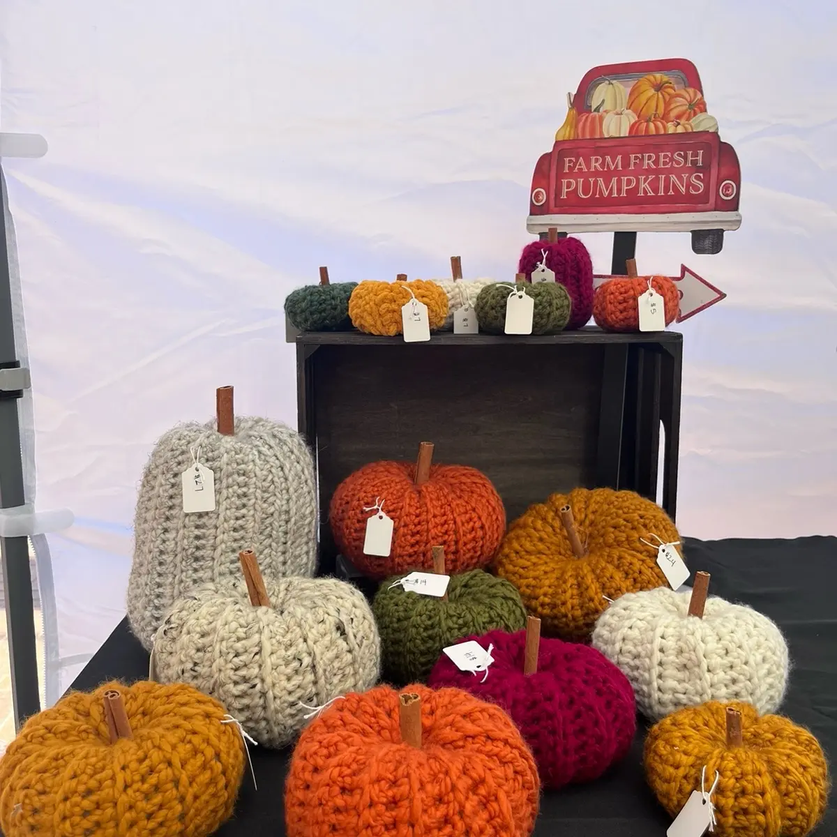 Crochet Pumpkin Decor with Cinnamon Stem