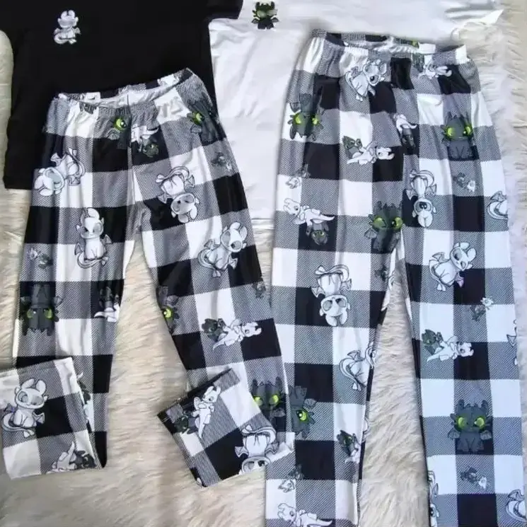 Cute Dragon Print Pajama Pants, Soft Cotton Plaid Lounge Bottoms for Men, Ghost Face Pajama Pants Cute Holiday PJs Gift Unisex