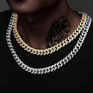 【FaddishDeal】Hip Hop Geometric Cuban Chain Neckiace Fashionable High Quality Hip Hop Rhinestone Neckiace Bracelet Jewelry Gifts