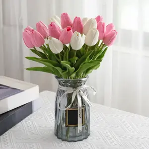 10pcs Bundle of Artificial Tulips - 5 White + 5 Pink, Ideal for Living Room and Table Decor, Fade-Resistant Nordic Style Home Decoration, Perfect for Anniversary and Party Arrangements, Artificial Flower Decorations, Artificial Flowers (Pot Not Included)