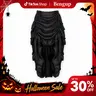 Lady's Victorian Steampunk Pirate High-Low Ruffle Skirt - Gothic Halloween Costume, Light Fitted Basic Seamless Corset-Compatible Fabric, Casual Black 6388 D2, Everyday Wear,sohochic