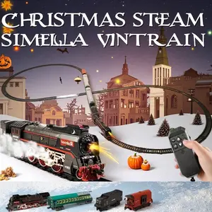 Vintage Steam Train Kit |   3D Hands-On Smoke Control & Realistic Tracks |   STEM Toy for Kids & Collectors  Real Choo-Choo Whistle + LED Light Show |   NO Remote Needed for Sensory Play! water spray kid gift year boys girl Retro rc cars