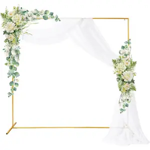 3.3ft-9.8ft Versatile Gold Square Wedding Arch, Wedding Arched Backdrop, Multiple Sizes for Anniversary & Outdoor Party Decor