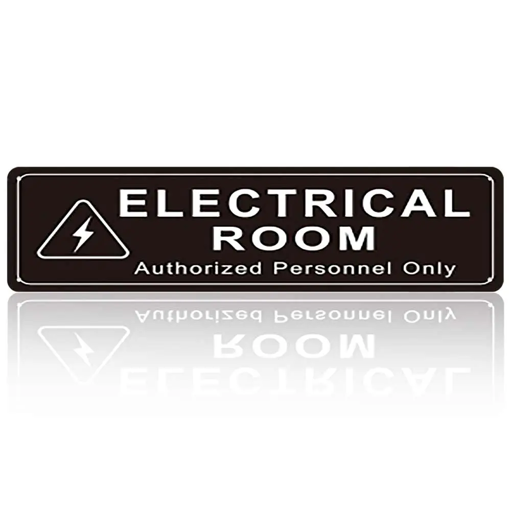 16x4 In Aluminium Metal Warning Sign "ELECTRICAL ROOM Authorized Personnel Only" with Lightning Bolt Symbol, Weatherproof Durable Safety Notice for Commercial Buildings, Home Supplies Gift for Electrical Room Door/Wall Decor