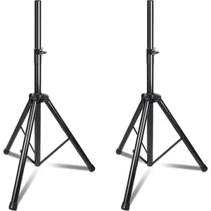 Speaker Stands Pair, Universal Speaker Tripod Stand Adjustable Height from 35 to 60 Inch Heavy Duty with 35 MM Compatible Insert for Stage