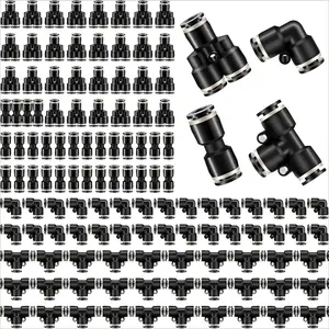 60 Quick Release Pneumatic Connectors,Suitable for Air Ducts And Pneumatic Tools,Including 15 Splitters,15 Elbows,15 Tees,And 15 Straight Pipes,Hand Tools Kits