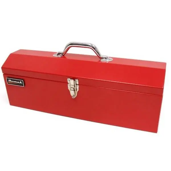 212 MAIN 19-In Red Steel Toolbox with Black Metal Tray, Sturdy Handle, Portable Tool Organizer for Toolbox Storage Box Needs