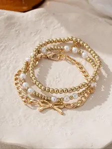 Elegant Faux Pearl Decorated Bracelet Set, Pearl Beaded Bracelet, Fashion Jewelry for Party, Daily Clothing Decor, Trendy All-match & Exquisite Jewelry for Birthday Gift