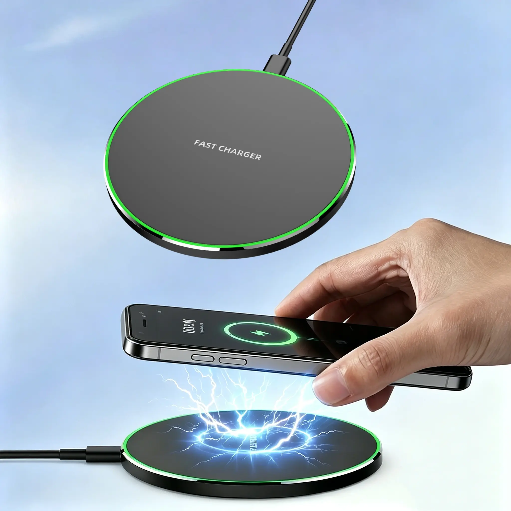 Fast Wireless Charger Pad, 15W Max Aluminum Alloy Wireless Charging Station, Slim Portable Non-Slip Charging Mat Compatible with iPhone, Samsung Galaxy, Pixel, AirPods, Multi Devices for Home Office Desk Daily Use