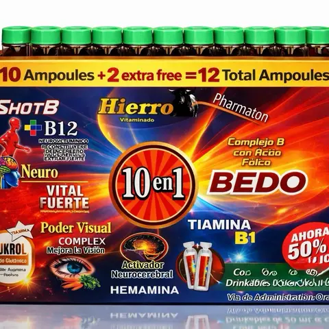 10-In-1 Complex B Mix Dietary Supplement, Contains B12, Gluten-Free Daily Nutrition Support for Feel Good Energy Balance, 12 Single 15 mL Doses for Healthcare Needs