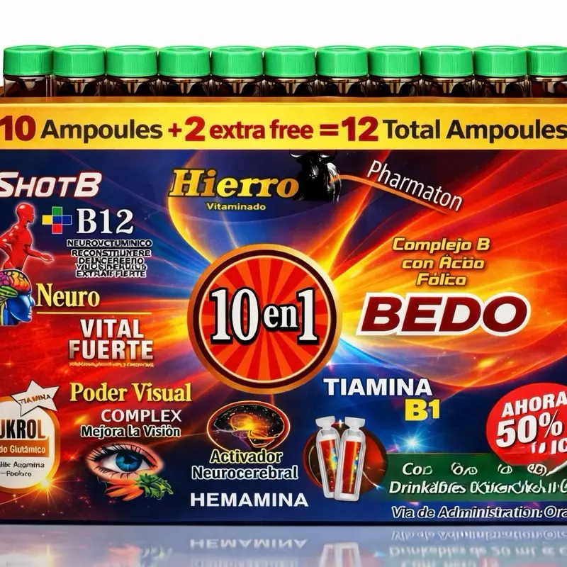 10-In-1 Complex B Mix Dietary Supplement, Contains B12, Gluten-Free Daily Nutrition Support for Feel Good Energy Balance, 12 Single 15 mL Doses for Healthcare Needs