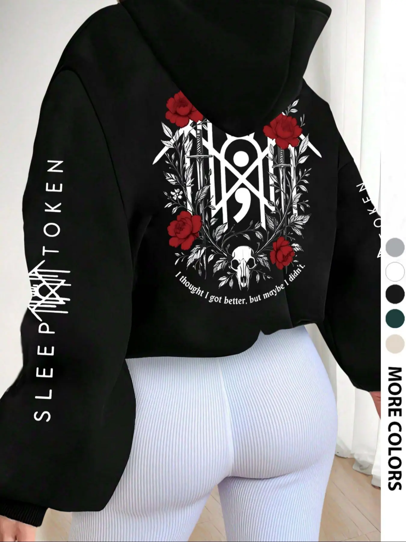 Women's Graphic Hoodie with Drawstring Pocket, Loose-Fit Street Style Sweatshirt, Casual Sweatshirts for Fall & Winter, Casual Daily Wear Outdoor Apparel