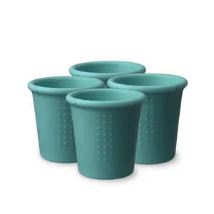 GoSili 8oz Stackable Silicone Cups for Kids & Toddlers 4pk - Soft Eco-Friendly Reusable Cups with Stainless Steel Ring Dishwasher Safe Microwave Friendly